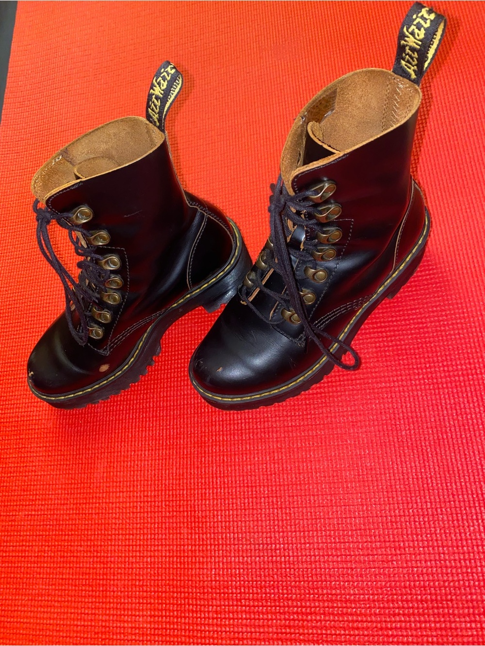 Dr. Martens Leona Black Leather Lace-Up Boots